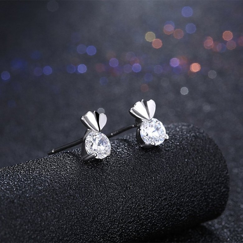 Wholesale Fashion Creative Female Small Stud Earrings 925 Sterling Silver delicate shinny Crystal Earrings Wedding party jewelry wholesale TGSLE062 1