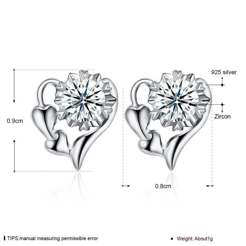 Wholesale Trendy Creative Female Small Stud Earrings 925 Sterling Silver delicate shinny Crystal Earrings Wedding party jewelry wholesale TGSLE063 5