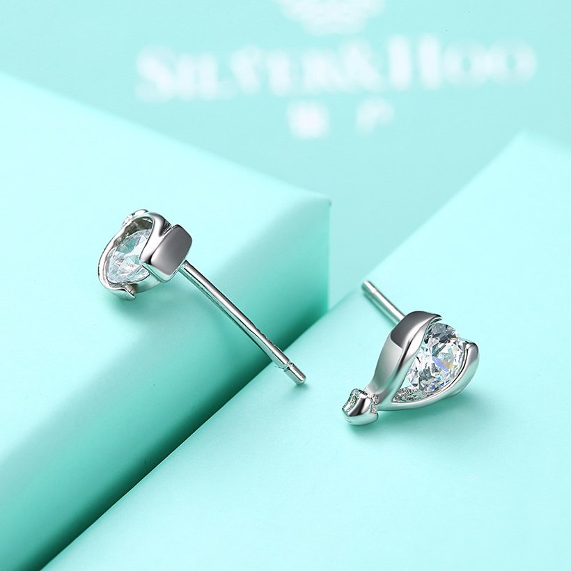 Wholesale Fashion Creative Female fish Stud Earrings 925 Sterling Silver delicate shinny Crystal Earrings Wedding party jewelry wholesale TGSLE064 4