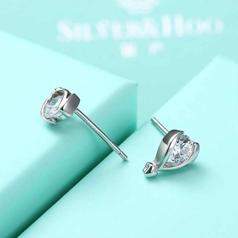 Wholesale Fashion Creative Female fish Stud Earrings 925 Sterling Silver delicate shinny Crystal Earrings Wedding party jewelry wholesale TGSLE064 4