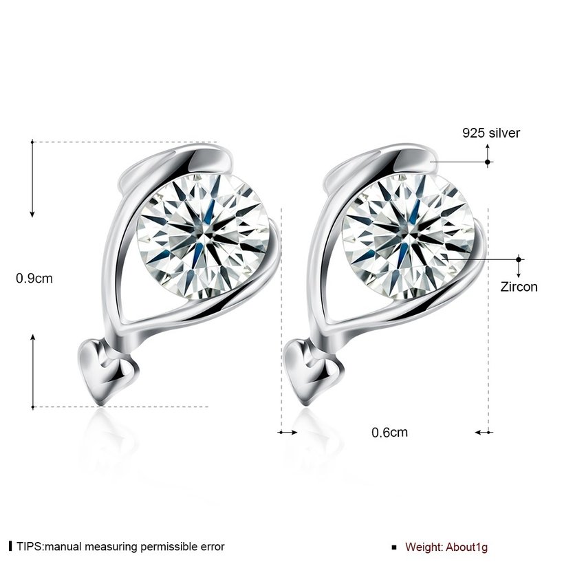 Wholesale Fashion Creative Female fish Stud Earrings 925 Sterling Silver delicate shinny Crystal Earrings Wedding party jewelry wholesale TGSLE064 5