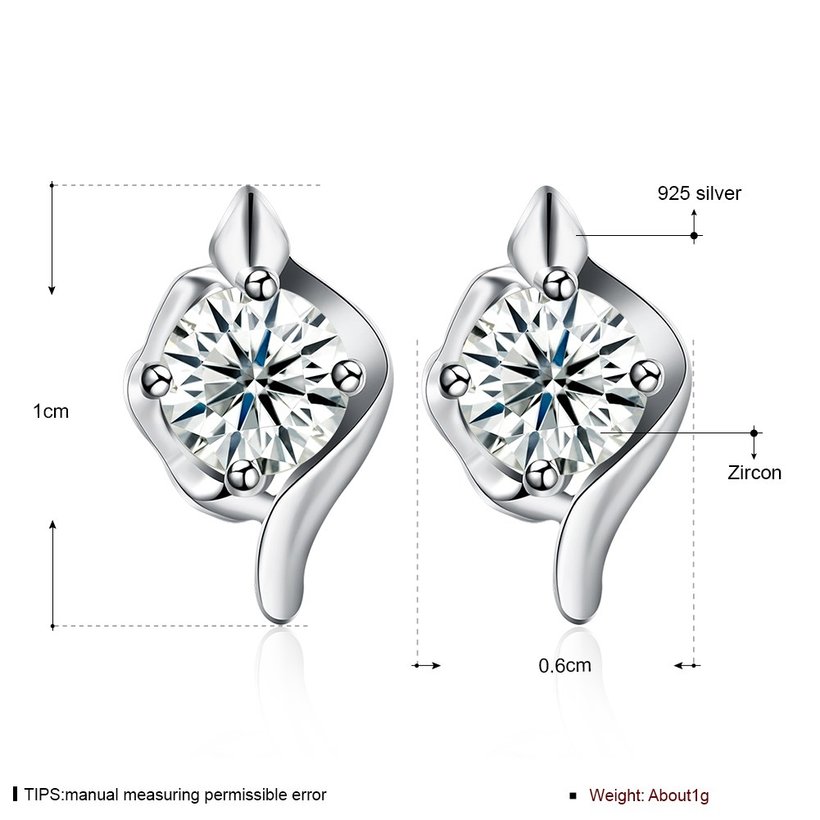 Wholesale Fashion Creative Female Small Stud Earrings 925 Sterling Silver delicate shinny Crystal Earrings Wedding party jewelry wholesale TGSLE065 5
