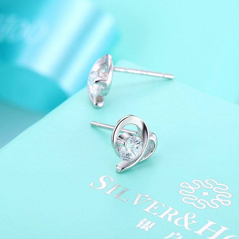 Wholesale Creative Female Small Stud Earrings 925 Sterling Silver delicate shinny Crystal Earrings Wedding party jewelry wholesale China TGSLE066 2
