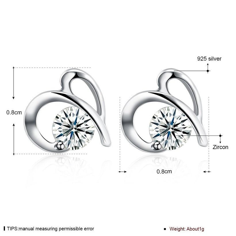 Wholesale Creative Female Small Stud Earrings 925 Sterling Silver delicate shinny Crystal Earrings Wedding party jewelry wholesale China TGSLE066 5