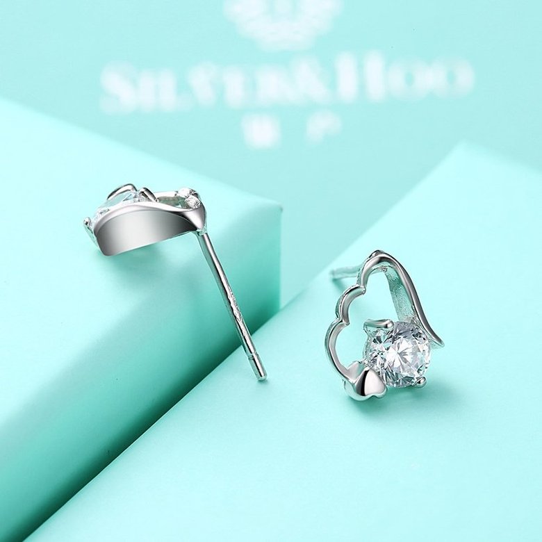 Wholesale Fashion Creative Female Small Stud Earrings 925 Sterling Silver delicate shinny Crystal Earrings Wedding party jewelry wholesale TGSLE068 4
