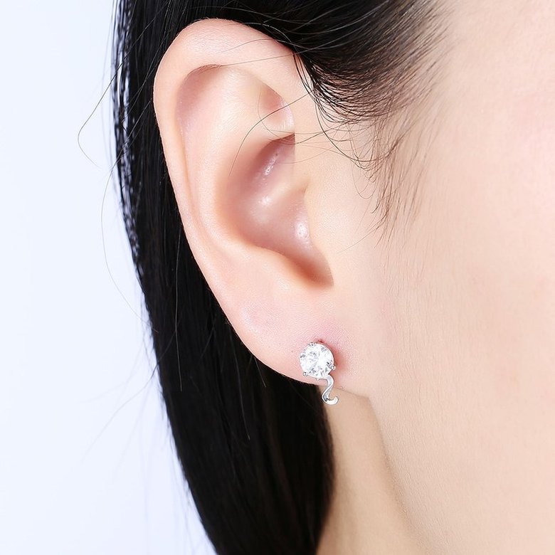 Wholesale Fashion Creative Female Small Stud Earrings 925 Sterling Silver delicate shinny Crystal Earrings Wedding party jewelry wholesale TGSLE069 0
