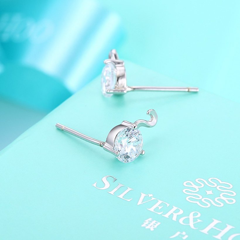 Wholesale Fashion Creative Female Small Stud Earrings 925 Sterling Silver delicate shinny Crystal Earrings Wedding party jewelry wholesale TGSLE069 2