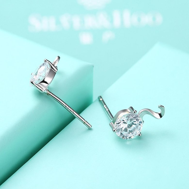 Wholesale Fashion Creative Female Small Stud Earrings 925 Sterling Silver delicate shinny Crystal Earrings Wedding party jewelry wholesale TGSLE069 4