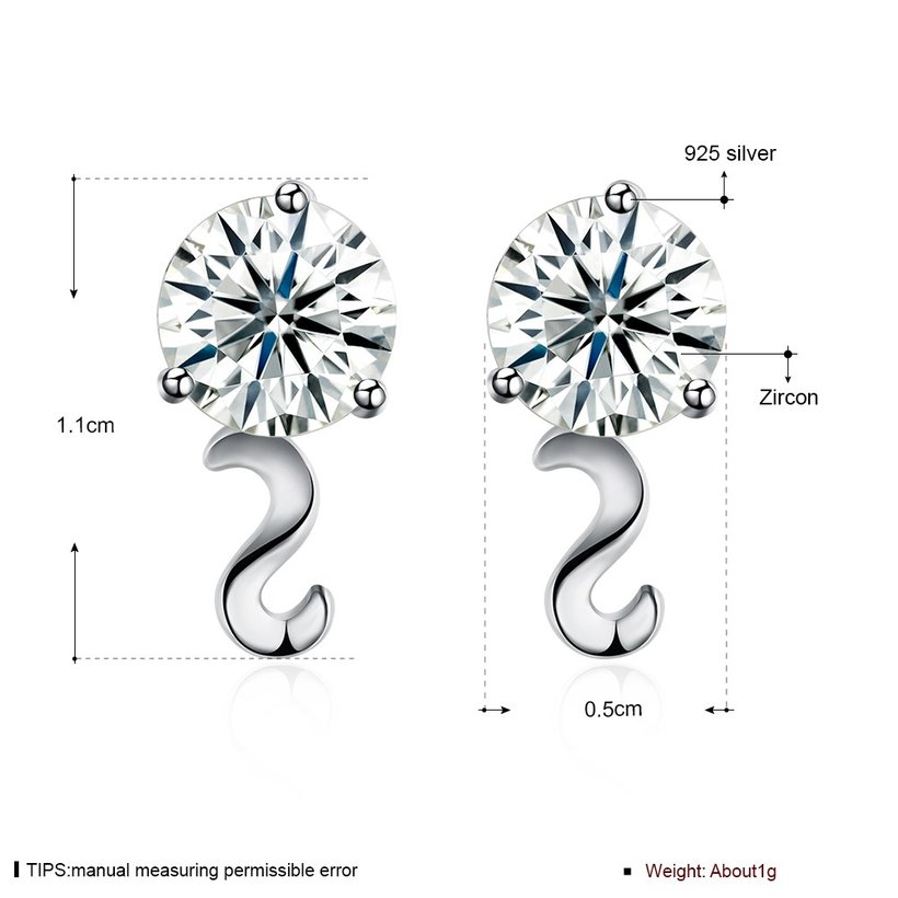 Wholesale Fashion Creative Female Small Stud Earrings 925 Sterling Silver delicate shinny Crystal Earrings Wedding party jewelry wholesale TGSLE069 5