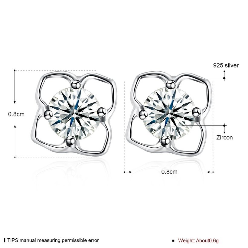 Wholesale New Korean Style Creative flower Earrings 925 Sterling Silver delicate shinny zircon Earrings Wedding jewelry wholesale China TGSLE070 5