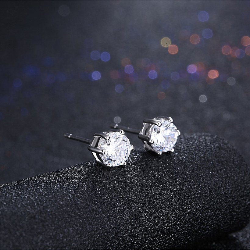 Wholesale Fashion Creative Female Small Stud Earrings 925 Sterling Silver delicate shinny Crystal Earrings Wedding party jewelry wholesale TGSLE072 1