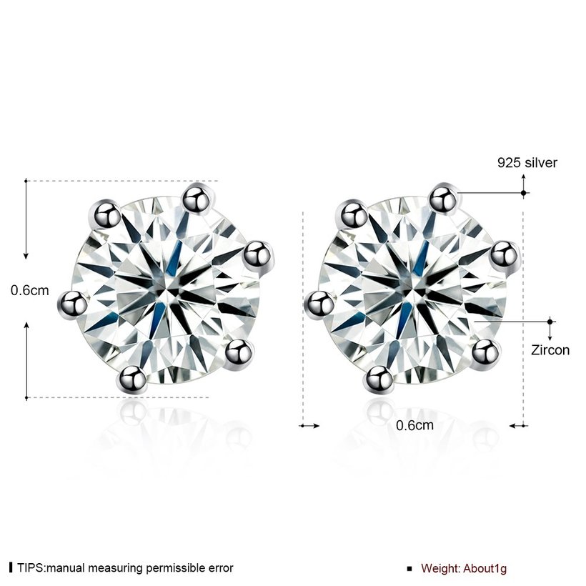 Wholesale Fashion Creative Female Small Stud Earrings 925 Sterling Silver delicate shinny Crystal Earrings Wedding party jewelry wholesale TGSLE072 5