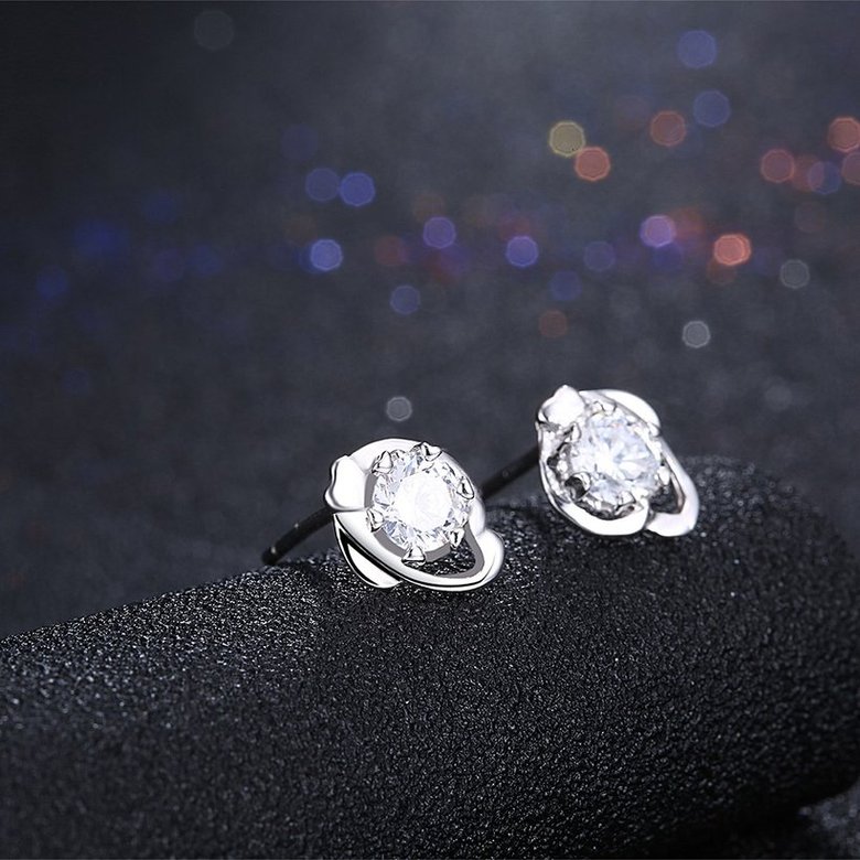 Wholesale Trendy Creative Female Small Stud Earrings 925 Sterling Silver delicate shinny Crystal Earrings Wedding party jewelry wholesale TGSLE073 1