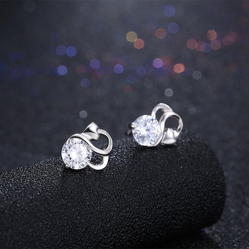 Wholesale Creative Female geometry Stud Earrings 925 Sterling Silver delicate shinny zircon Earrings Wedding party jewelry wholesale TGSLE075 1