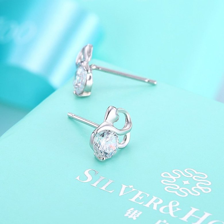 Wholesale Creative Female geometry Stud Earrings 925 Sterling Silver delicate shinny zircon Earrings Wedding party jewelry wholesale TGSLE075 2