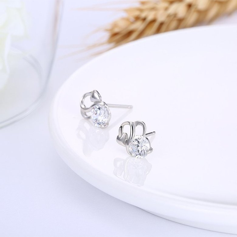 Wholesale Creative Female geometry Stud Earrings 925 Sterling Silver delicate shinny zircon Earrings Wedding party jewelry wholesale TGSLE075 3