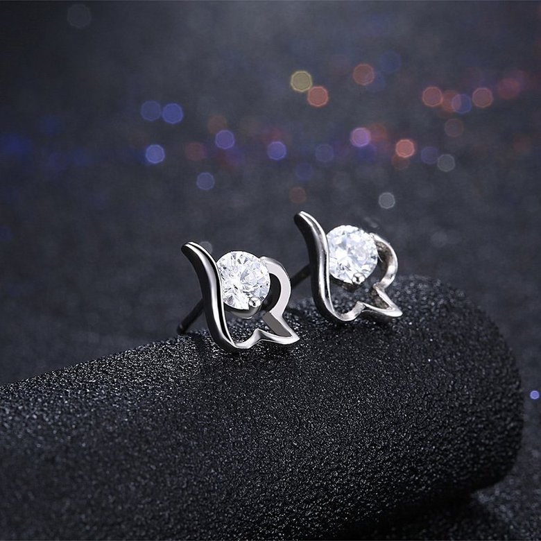 Wholesale Trendy Creative Female Small Stud Earrings 925 Sterling Silver delicate shinny Crystal Earrings Wedding party jewelry wholesale TGSLE079 1