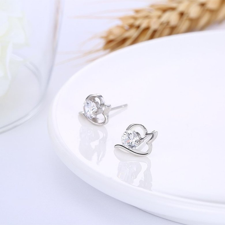 Wholesale Trendy Creative Female Small Stud Earrings 925 Sterling Silver delicate shinny Crystal Earrings Wedding party jewelry wholesale TGSLE079 3