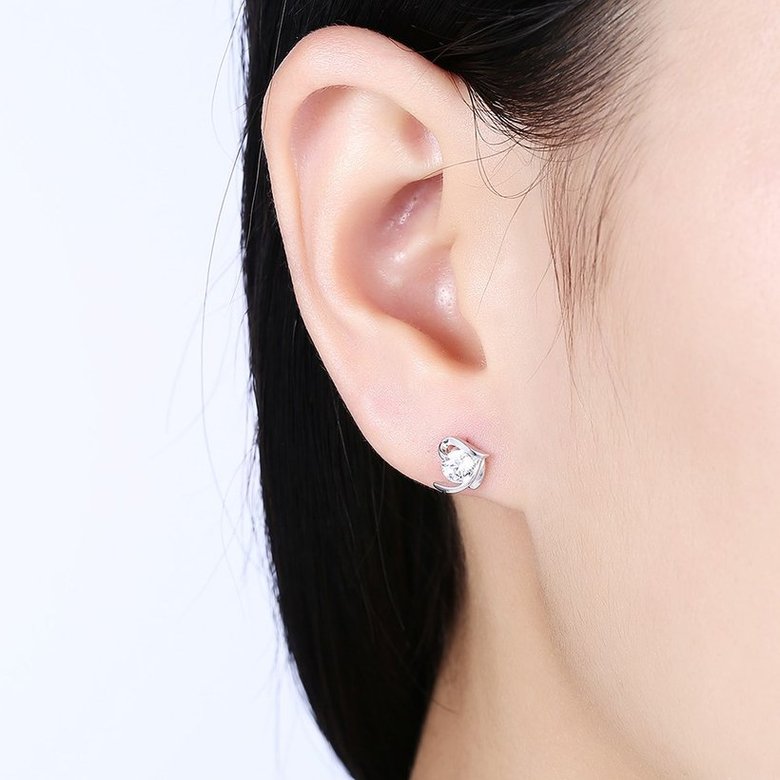 Wholesale Trendy Creative Female Stud Earrings 925 Sterling Silver delicate shinny Crystal Earrings Wedding party jewelry wholesale China TGSLE080 0