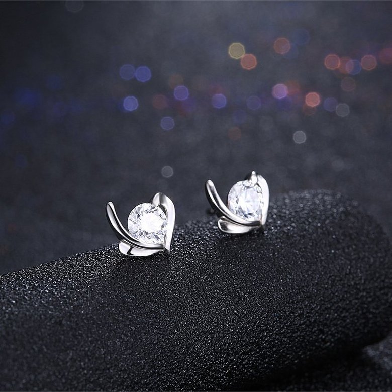 Wholesale Trendy Creative Female Stud Earrings 925 Sterling Silver delicate shinny Crystal Earrings Wedding party jewelry wholesale China TGSLE080 1