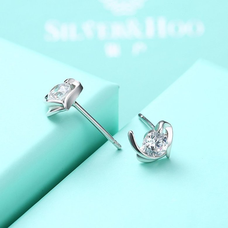 Wholesale Trendy Creative Female Stud Earrings 925 Sterling Silver delicate shinny Crystal Earrings Wedding party jewelry wholesale China TGSLE080 4