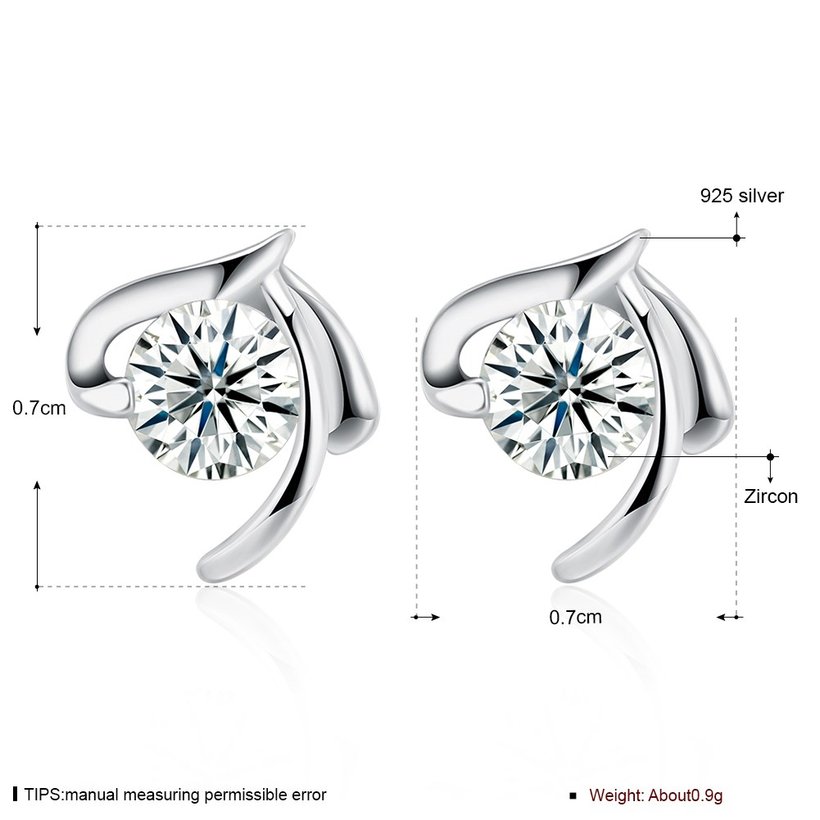 Wholesale Trendy Creative Female Stud Earrings 925 Sterling Silver delicate shinny Crystal Earrings Wedding party jewelry wholesale China TGSLE080 5