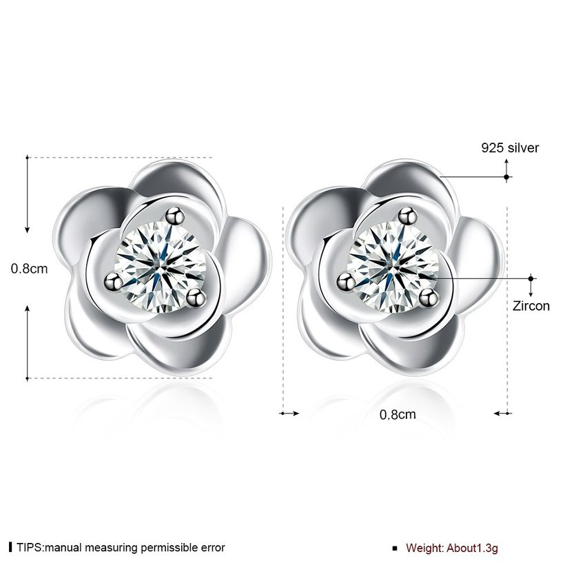 Wholesale New Arrival Jewelry 925 Sterling Silver sakura Flower Zircon Crystal Stud Earrings for Women Girl wholesale jewelry TGSLE082 5