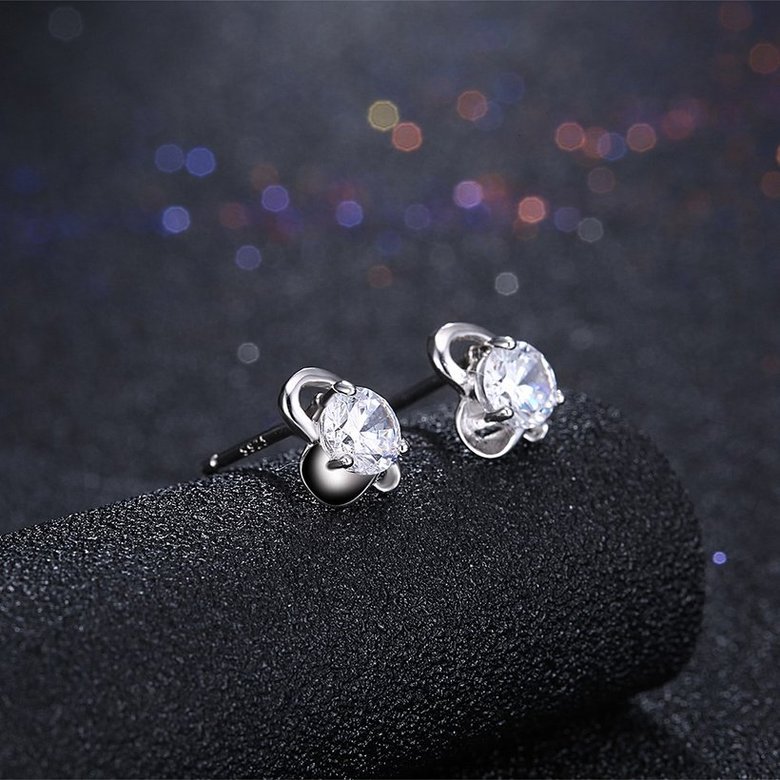 Wholesale Trendy Creative Female Stud Earrings 925 Sterling Silver delicate shinny Crystal Earrings Wedding party jewelry wholesale China TGSLE084 1