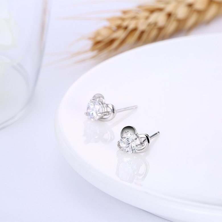 Wholesale Trendy Creative Female Stud Earrings 925 Sterling Silver delicate shinny Crystal Earrings Wedding party jewelry wholesale China TGSLE084 3