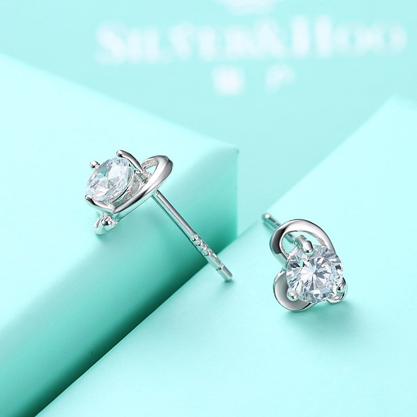 Wholesale Trendy Creative Female Stud Earrings 925 Sterling Silver delicate shinny Crystal Earrings Wedding party jewelry wholesale China TGSLE084 4