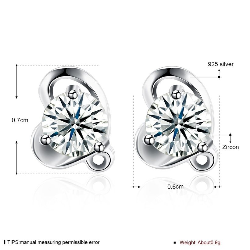 Wholesale Trendy Creative Female Stud Earrings 925 Sterling Silver delicate shinny Crystal Earrings Wedding party jewelry wholesale China TGSLE084 5