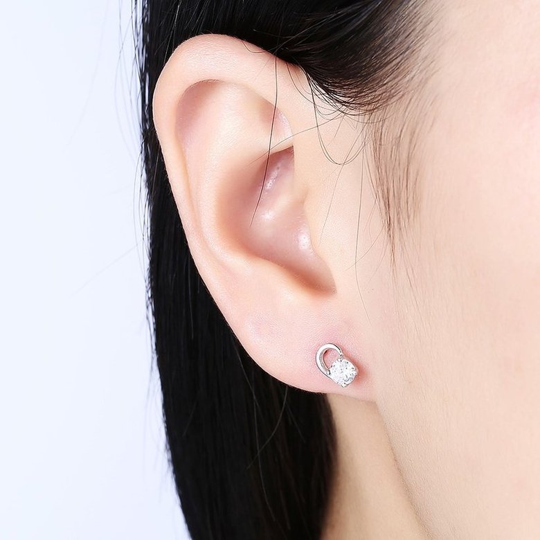 Wholesale Trendy Creative Female Stud Earrings 925 Sterling Silver delicate shinny Crystal Earrings Wedding party jewelry wholesale China TGSLE087 0