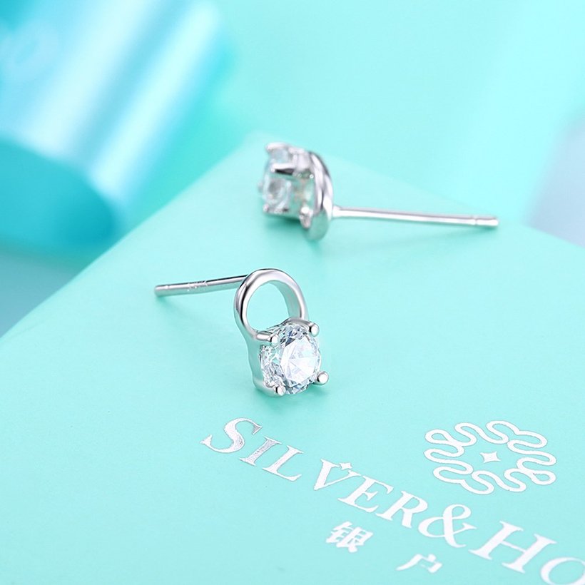 Wholesale Trendy Creative Female Stud Earrings 925 Sterling Silver delicate shinny Crystal Earrings Wedding party jewelry wholesale China TGSLE087 2