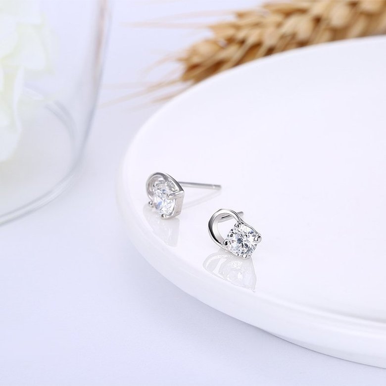 Wholesale Trendy Creative Female Stud Earrings 925 Sterling Silver delicate shinny Crystal Earrings Wedding party jewelry wholesale China TGSLE087 3