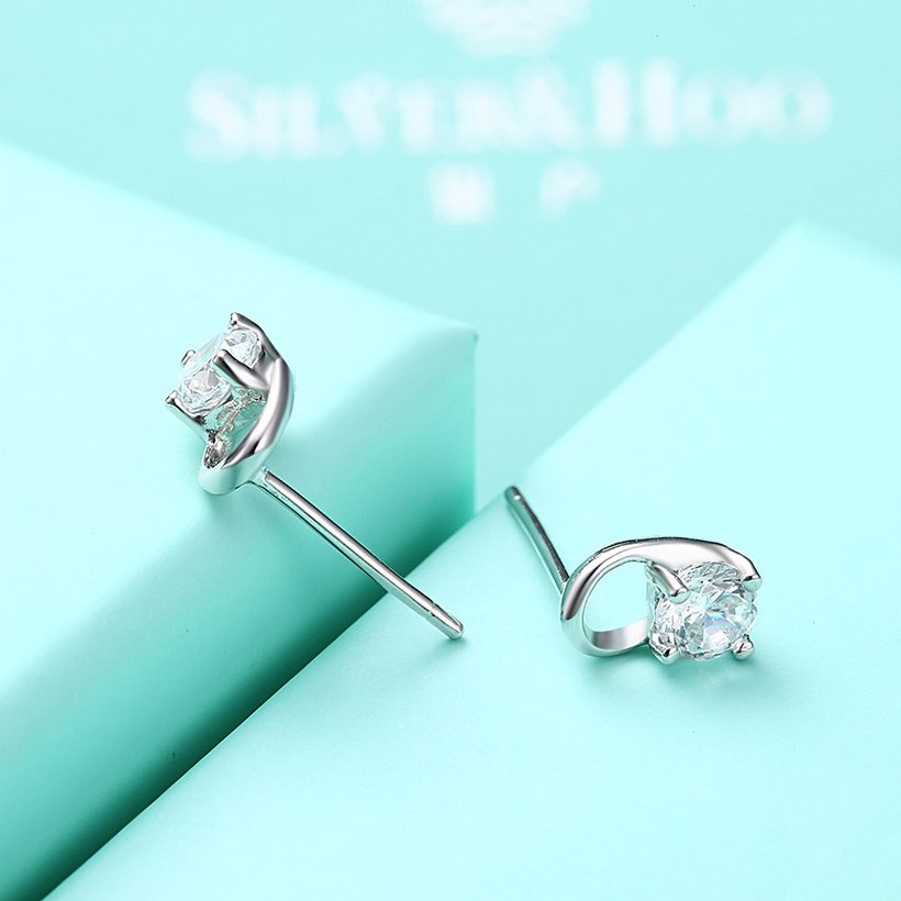 Wholesale Trendy Creative Female Stud Earrings 925 Sterling Silver delicate shinny Crystal Earrings Wedding party jewelry wholesale China TGSLE087 4