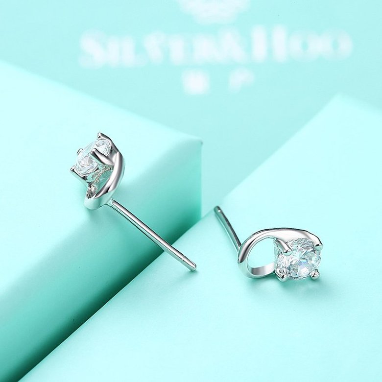 Wholesale Trendy Creative Female Stud Earrings 925 Sterling Silver delicate shinny Crystal Earrings Wedding party jewelry wholesale China TGSLE087 4