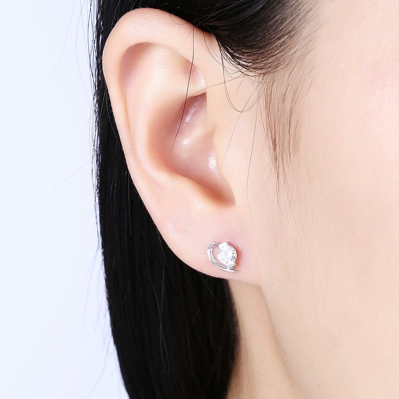 Wholesale Trendy Creative Female Stud Earrings 925 Sterling Silver delicate shinny Crystal Earrings Wedding party jewelry wholesale China TGSLE088 0
