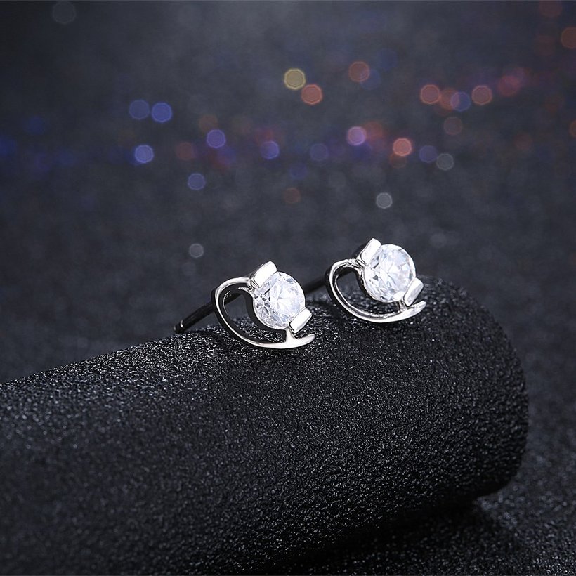 Wholesale Trendy Creative Female Stud Earrings 925 Sterling Silver delicate shinny Crystal Earrings Wedding party jewelry wholesale China TGSLE088 1