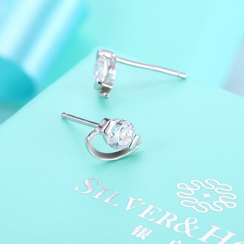 Wholesale Trendy Creative Female Stud Earrings 925 Sterling Silver delicate shinny Crystal Earrings Wedding party jewelry wholesale China TGSLE088 2