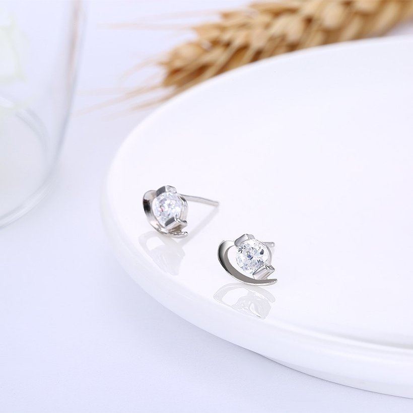 Wholesale Trendy Creative Female Stud Earrings 925 Sterling Silver delicate shinny Crystal Earrings Wedding party jewelry wholesale China TGSLE088 3