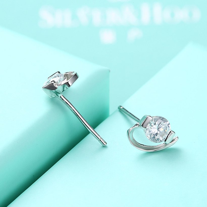 Wholesale Trendy Creative Female Stud Earrings 925 Sterling Silver delicate shinny Crystal Earrings Wedding party jewelry wholesale China TGSLE088 4
