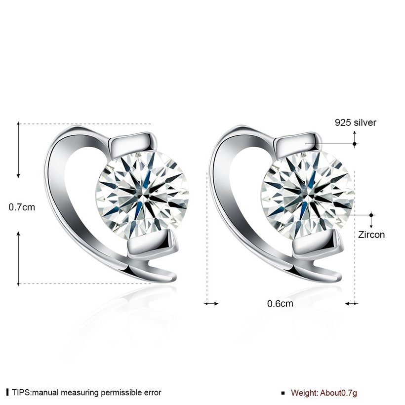 Wholesale Trendy Creative Female Stud Earrings 925 Sterling Silver delicate shinny Crystal Earrings Wedding party jewelry wholesale China TGSLE088 5
