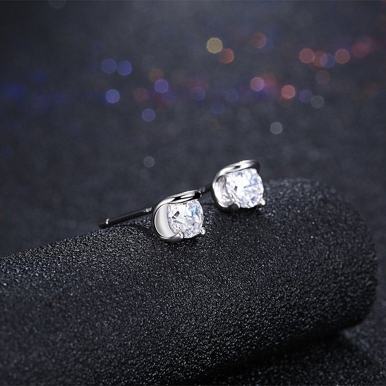 Wholesale jewelry China Simple Fashion AAA Zircon Round Small Stud Earrings Wedding 925 Sterling Silver Earring for Women Gift TGSLE090 1