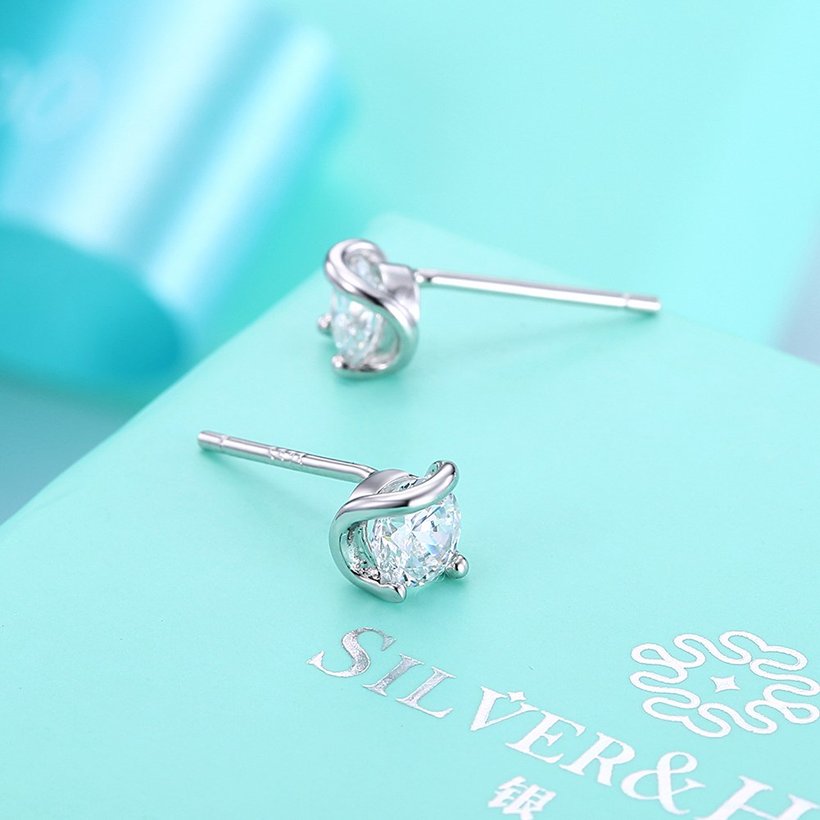 Wholesale jewelry China Simple Fashion AAA Zircon Round Small Stud Earrings Wedding 925 Sterling Silver Earring for Women Gift TGSLE090 2