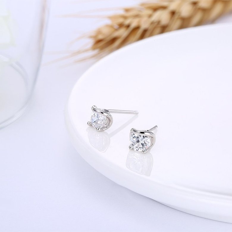 Wholesale jewelry China Simple Fashion AAA Zircon Round Small Stud Earrings Wedding 925 Sterling Silver Earring for Women Gift TGSLE090 3