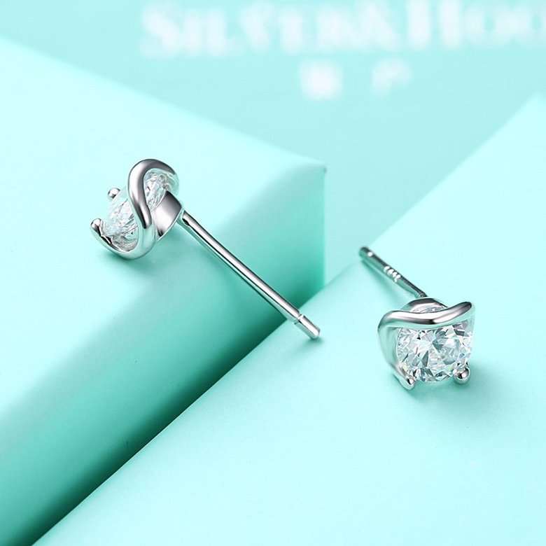 Wholesale jewelry China Simple Fashion AAA Zircon Round Small Stud Earrings Wedding 925 Sterling Silver Earring for Women Gift TGSLE090 4