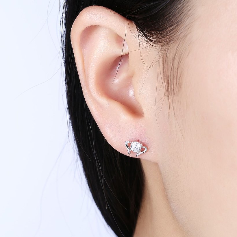 Wholesale Trendy Creative Female Stud Earrings 925 Sterling Silver delicate shinny Crystal Earrings Wedding party jewelry wholesale China TGSLE092 0
