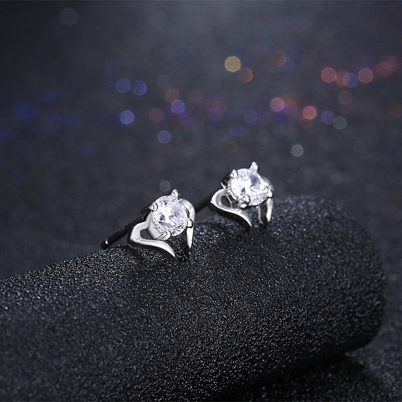 Wholesale Trendy Creative Female Stud Earrings 925 Sterling Silver delicate shinny Crystal Earrings Wedding party jewelry wholesale China TGSLE092 1