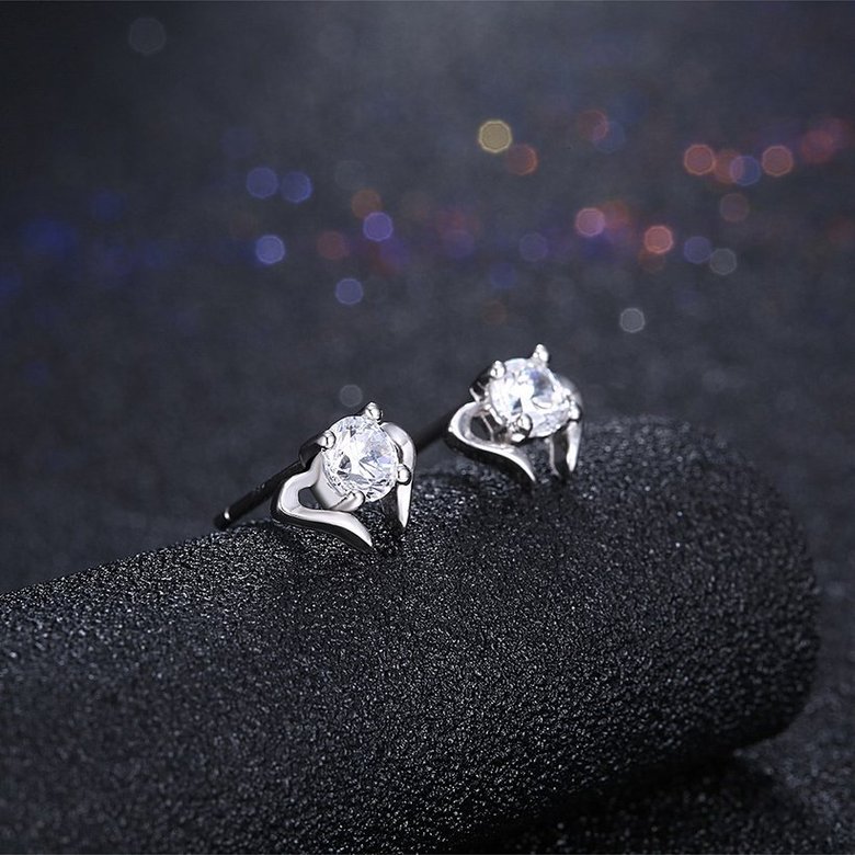 Wholesale Trendy Creative Female Stud Earrings 925 Sterling Silver delicate shinny Crystal Earrings Wedding party jewelry wholesale China TGSLE092 1