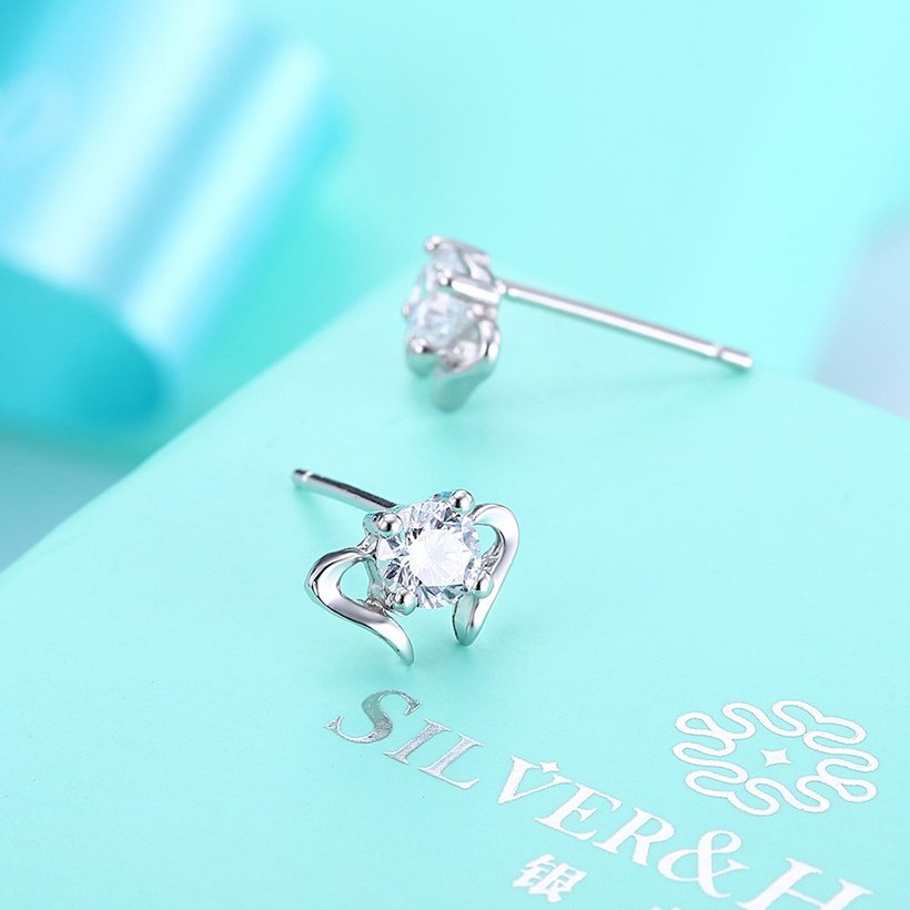 Wholesale Trendy Creative Female Stud Earrings 925 Sterling Silver delicate shinny Crystal Earrings Wedding party jewelry wholesale China TGSLE092 2